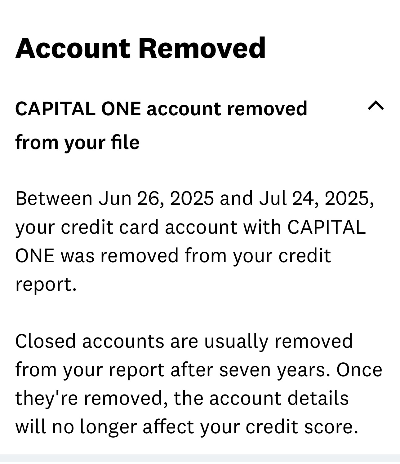 Capital One removed — June–July 2025