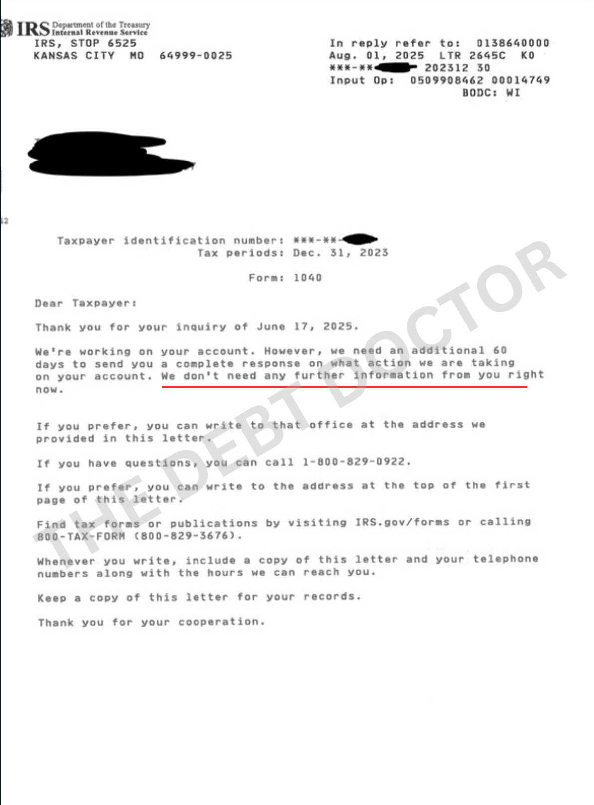 Additional review time — August 1, 2025 · Letter 2645C