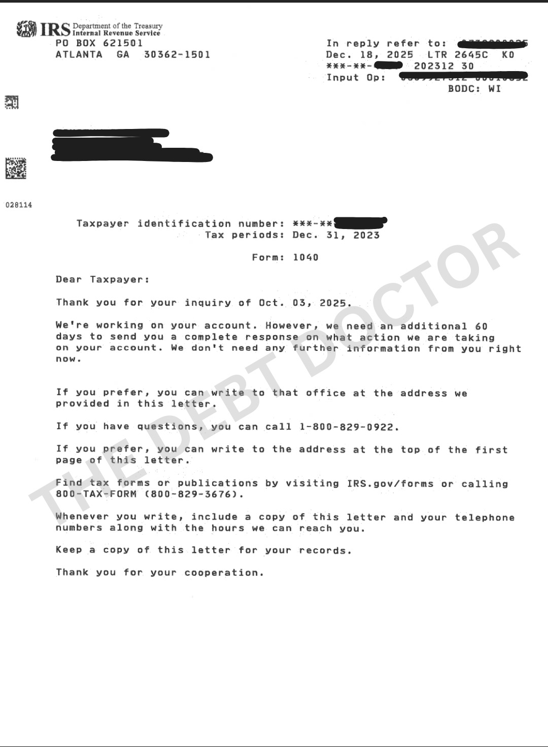 Additional review time — December 18, 2025 · Letter 2645C